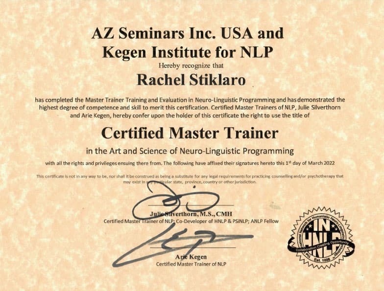 Certified Master Trainer of NLP